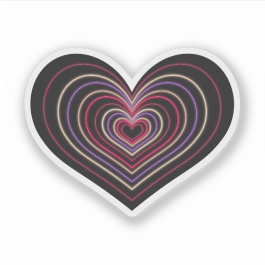 Red Neon Heart Sticker シール (正面)