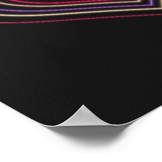 Red Neon Heart Wall Art Poster ポスター (角)