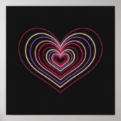 Red Neon Heart Wall Art Poster ポスター (正面)