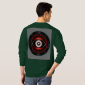 Red Neon Tech Eye：ミニマルなベクターロゴ Tシャツ (裏面フル)