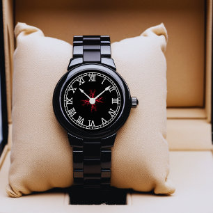 Red Neuron Watch - Scientific Brain Art 腕時計