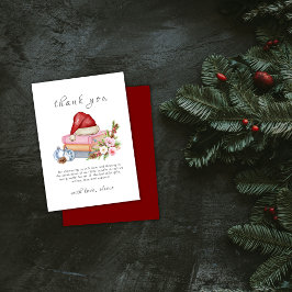 Red New Chapter Begins Winter Floral Baby Shower  サンキューカード