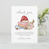 Red New Chapter Begins Winter Floral Baby Shower  サンキューカード (スタンド正面)