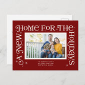 Red New Home for the Holidays Photo  シーズンポストカード (正面/裏面)