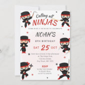 Red Ninja Birthday Invitation - Karate Party 招待状 (正面)