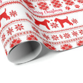 Red Nordic Airedale Terrier Dog Christmas ラッピングペーパー (ロールコーナー)