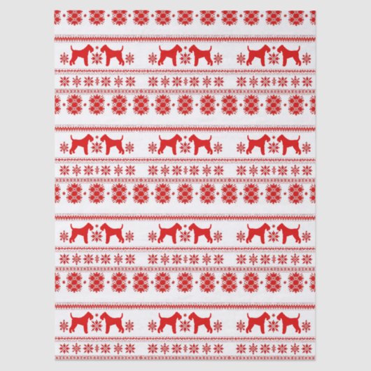 Red Nordic Airedale Terrier Dog Christmas 薄葉紙 (正面)
