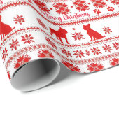 Red Nordic Boston Terrier Dog Christmas ラッピングペーパー (ロールコーナー)