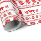 Red Nordic Chihuahua Dog Christmas ラッピングペーパー (ロールコーナー)