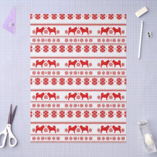 Red Nordic Malamute Dog Christmas 薄葉紙 (クラフト)