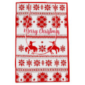 Red Nordic Rodeo Cowboy Christmas ミディアムペーパーバッグ (正面)