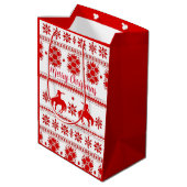 Red Nordic Rodeo Cowboy Christmas ミディアムペーパーバッグ (裏面アングル)