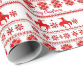 Red Nordic Rodeo Cowboy Christmas ラッピングペーパー (ロールコーナー)