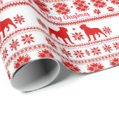 Red Nordic Rottweiler Dog Christmas ラッピングペーパー (ロールコーナー)