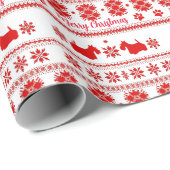Red Nordic Scottish Terrier Dog Christmas ラッピングペーパー (ロールコーナー)