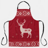 Red Norwegian Knit with Deer, Apron エプロン (正面)