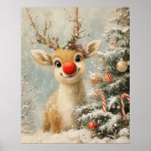 Red Nose Reindeer Christmas Poster ポスター (正面)