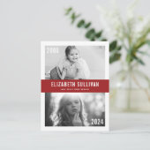 Red Now and Then Class of 2022 Graduation 案内ポストカード (スタンド正面)