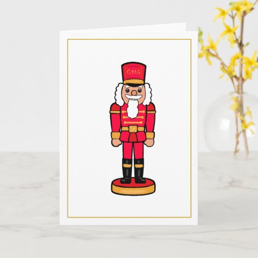 Red Nutcracker Blank Inside Christmas Card カード (黄色い花)