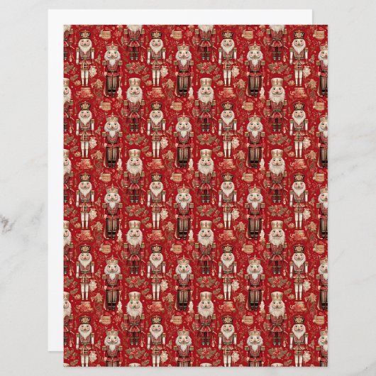 Red nutcrackers pattern Christmas craft paper (正面/裏面)