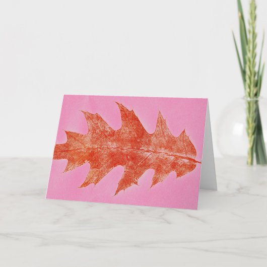 "Red Oak #2 on Pink" Country Greeting Card カード (正面)
