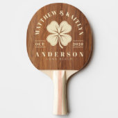 Red Oak Wood Irish Lucky Clover Wedding Crest 卓球ラケット (裏面)