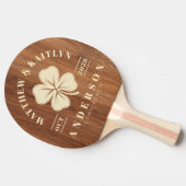 Red Oak Wood Irish Lucky Clover Wedding Crest 卓球ラケット (横)