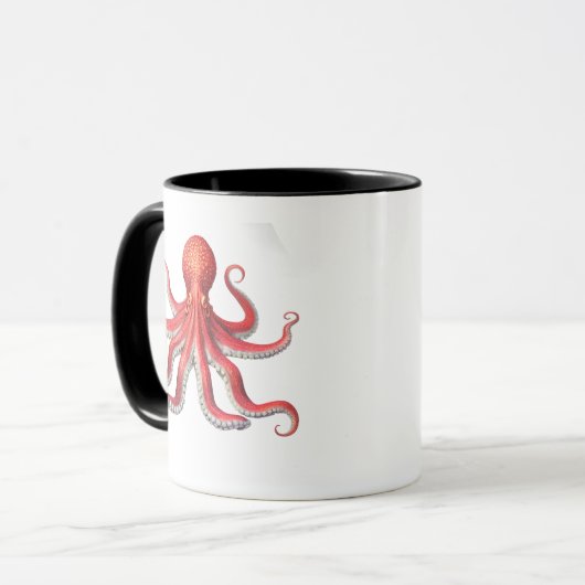 Red Octopus Coffee Mug Deep Sea Creature Art マグカップ (正面左)