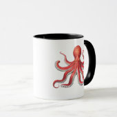 Red Octopus Coffee Mug Deep Sea Creature Art マグカップ (正面右)