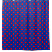 Red On Blue Polka Dots Pattern Design シャワーカーテン (正面)
