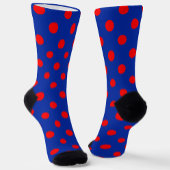 Red On Blue Polka Dots Pattern Design  ソックス