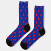 Red On Blue Polka Dots Pattern Design ソックス (左)