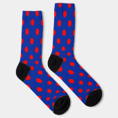 Red On Blue Polka Dots Pattern Design ソックス (右)