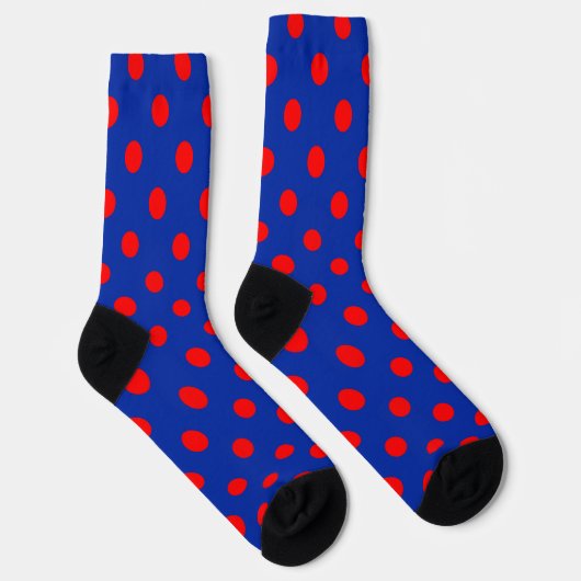Red On Blue Polka Dots Pattern Design  ソックス (右)
