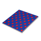 Red On Blue Polka Dots Pattern Design  タイル (側面)