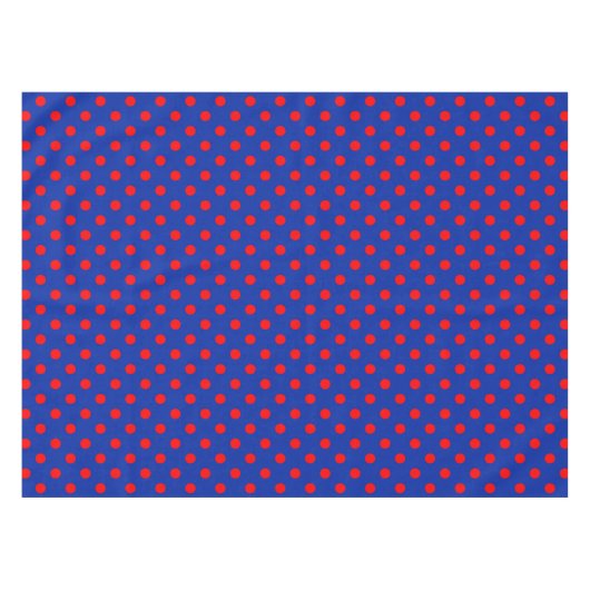 Red On Blue Polka Dots Pattern Design  テーブルクロス (正面(横))