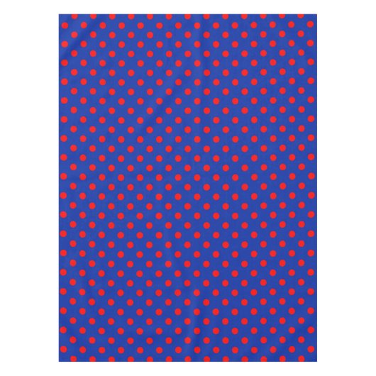 Red On Blue Polka Dots Pattern Design  テーブルクロス (正面)