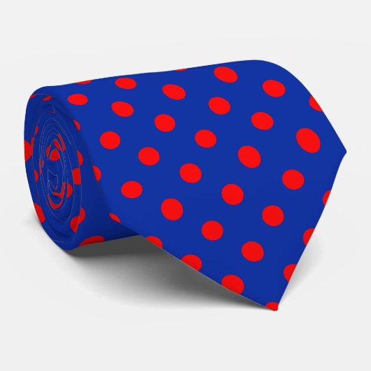 Red On Blue Polka Dots Pattern Design  ネクタイ (ロール)