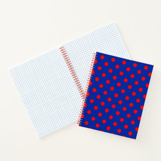 Red On Blue Polka Dots Pattern Design ノートブック (内部)
