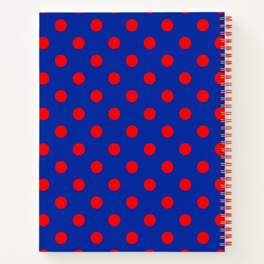 Red On Blue Polka Dots Pattern Design ノートブック (裏面)