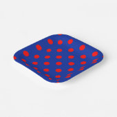 Red On Blue Polka Dots Pattern Design  ペーパープレート (傾斜あり)