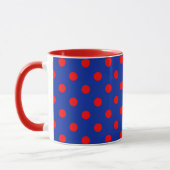 Red On Blue Polka Dots Pattern Design  マグカップ (左)