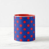 Red On Blue Polka Dots Pattern Design  マグカップ (中央)