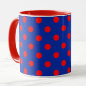 Red On Blue Polka Dots Pattern Design  マグカップ