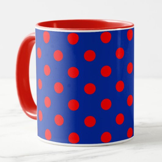 Red On Blue Polka Dots Pattern Design  マグカップ