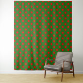 Red On Green Polka Dots Pattern Design  タペストリー (インサイチュ)