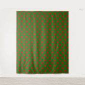 Red On Green Polka Dots Pattern Design  タペストリー (正面)