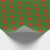 Red On Green Polka Dots Pattern Design  ラッピングペーパー (角)