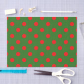 Red On Green Polka Dots Pattern Design  薄葉紙 (クラフト)