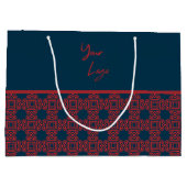 Red on Navyはっきりした Patternビジネスロカスタムゴ ラージペーパーバッグ (裏面)